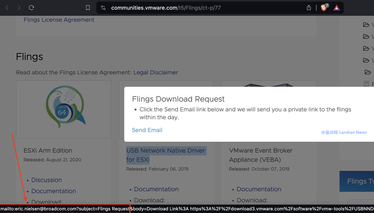在被博通收购后如果你想下载VMware ESXi甚至还需要手动发邮件获取链接
