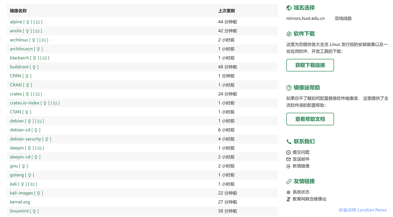 华中科技大学开源镜像站上线 提供双栈访问和部分Linux系统和软件