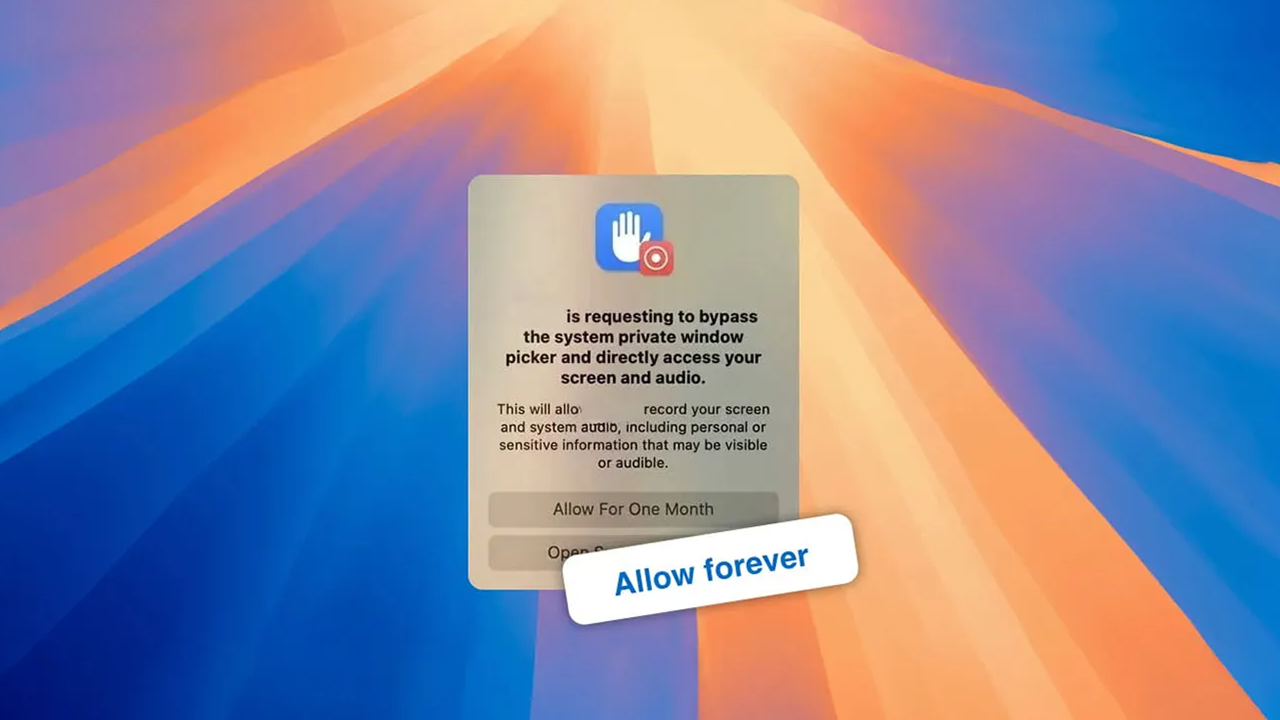 苹果更新macOS录屏授权从1周提高到1月 但这款免费应用可以永久禁止授权提醒